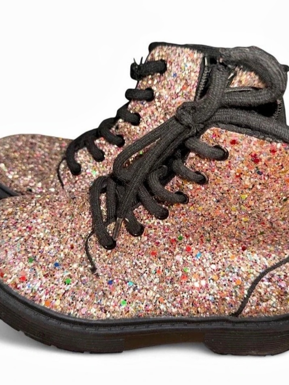 Art Class  Glitter Lace-Up Ankle Boots in Black & Multicolor